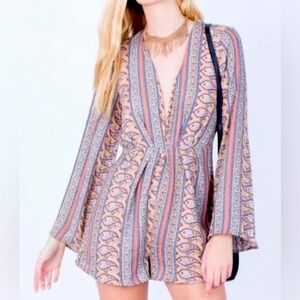 NWT Lush Bohemian Patterned Long Sleeve Romper